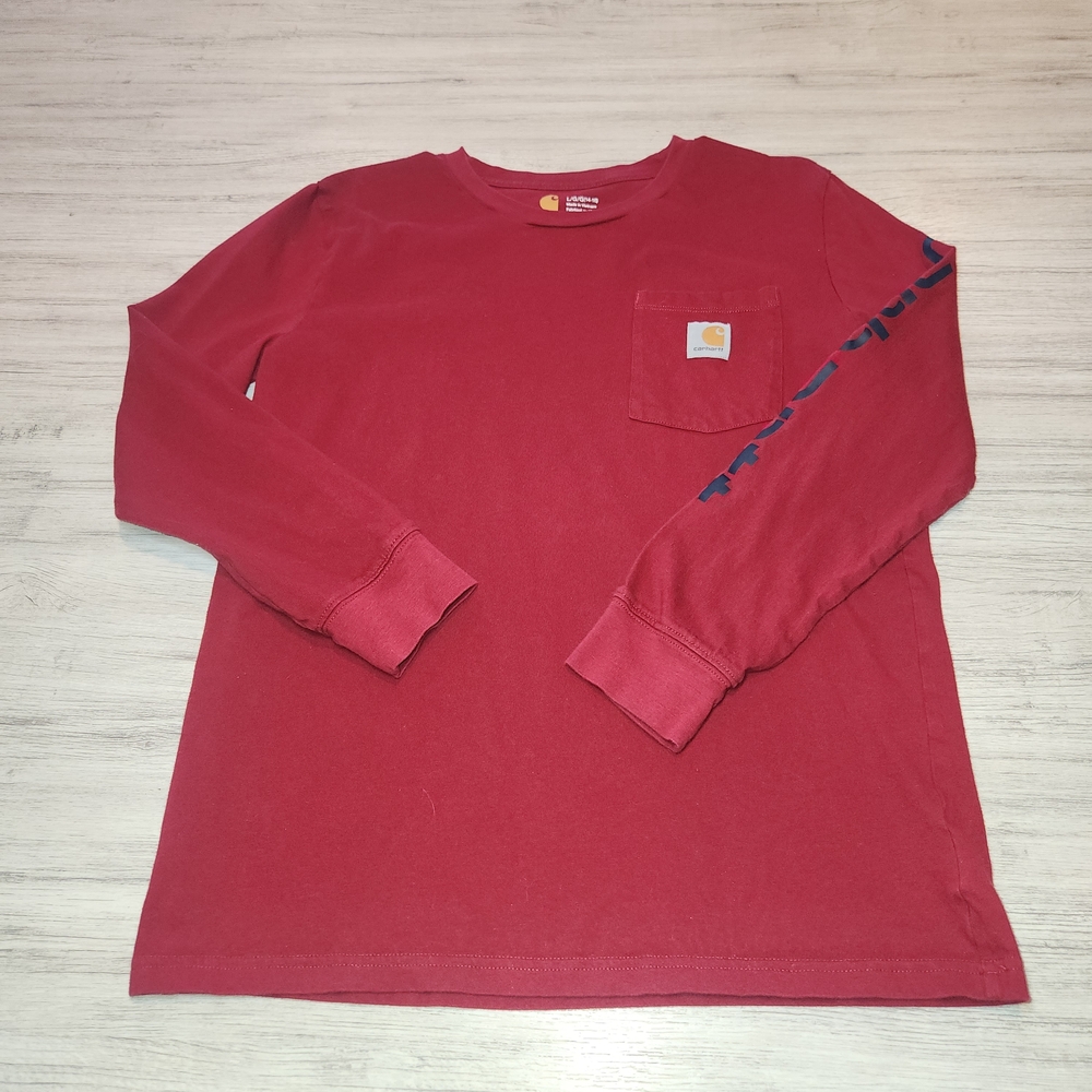Carhartt Long Sleeve T-shirt Youth Red Boys Size Large 14/16 A2